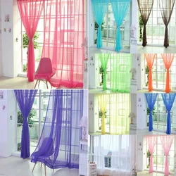 1 Pcs Rod Pocket Rainbow Curtain Pure Color Tulle Curtain For Living Room Sheer Voile Wedding Decor Modern Bedroom Window Tulle