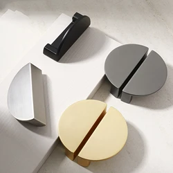 Semicircular Brushed Gold Cabinet Handles Brushed Nickel Steel Drawer Wardrobe Pulls Bookcase Knobs Zinc Alloy 1 pair