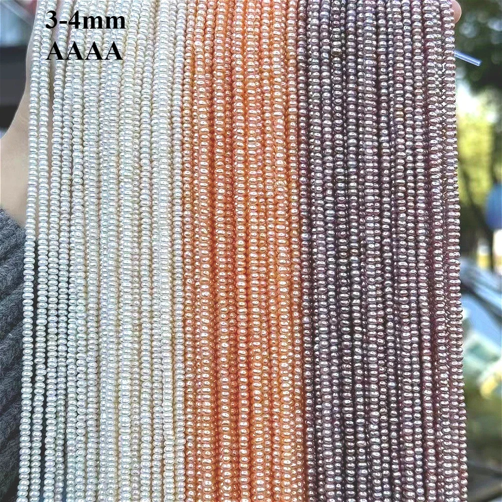 3-4mm 4A Natural Freshwater White Purple Pink Oval Isolated Bead Women Exquisite Women JewelryDIY Necklace Bracelet Accessories