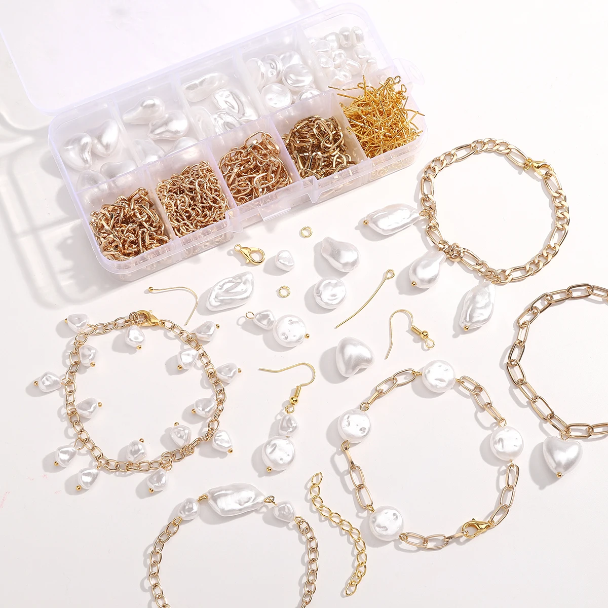 179/366pcs 1Box ABS Irregular Pearl Perforated Jewelry Making Accessories DIY Bracelet Necklace Handmade Jewelry Making Kit view 3