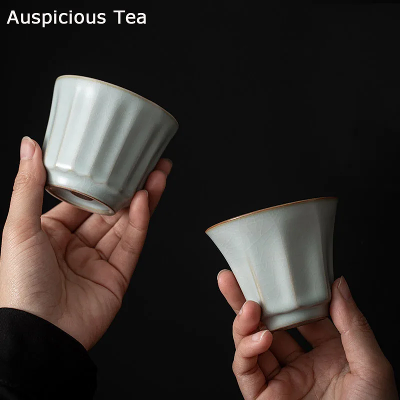 

Boutique Ru Kiln Ceramic Crack Teacup Handmade Household Chinese Kung Fu Tea Set Master Cup Tea Ceremony Drinkware Birthday Gift