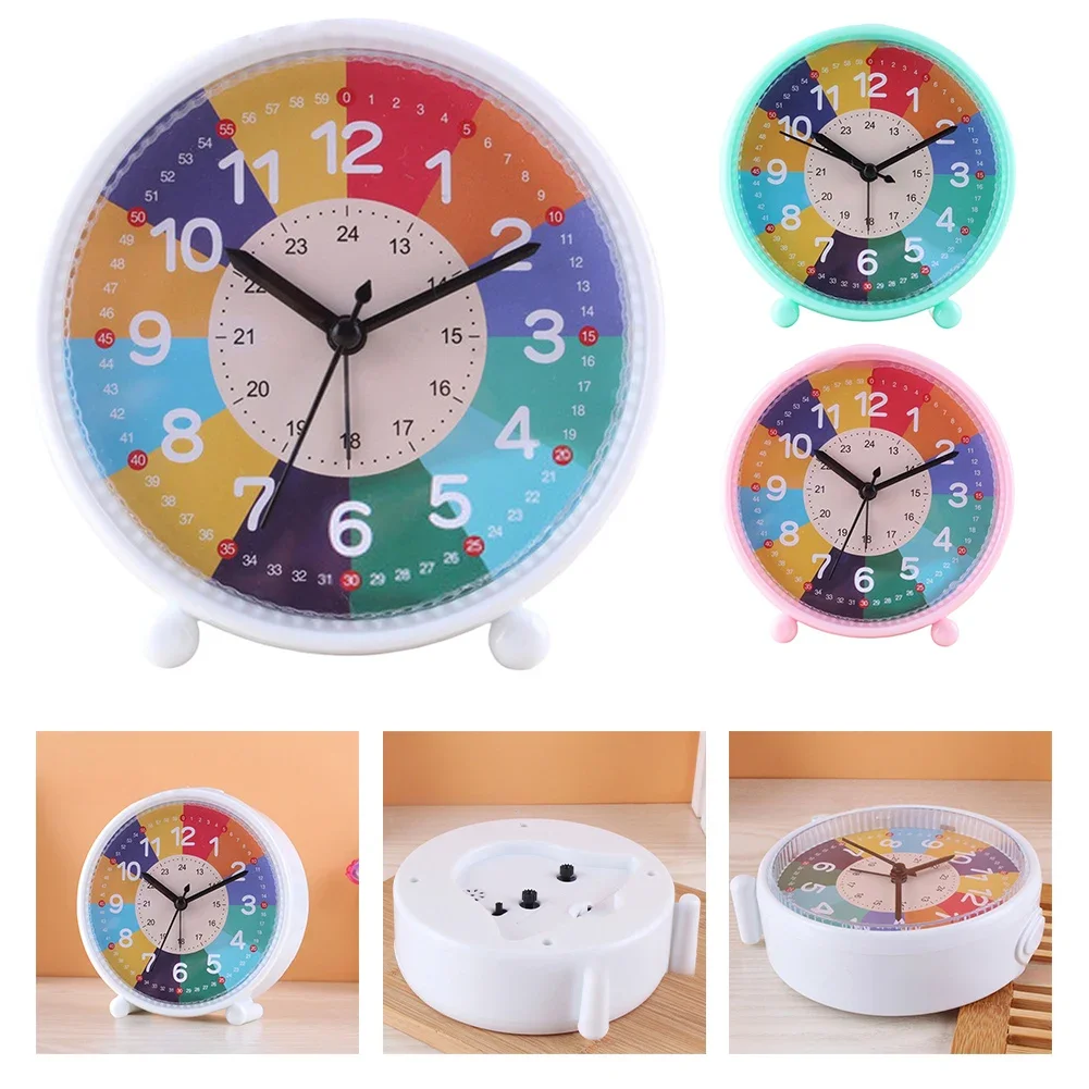 

Kids Educational Alarm Clock Desktop Teaching Clock Round Mute Early Education Home Bedroom Decoration Boys Girls Students Gifts
