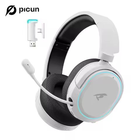 Picun G2 무선 게이밍 헤드셋, 블루투스 5.3, 2.4G 헤드폰, 7.1 서라운드 5ms 저지연 ENC 마이크, PC PS4 PS5 전화 스위치용