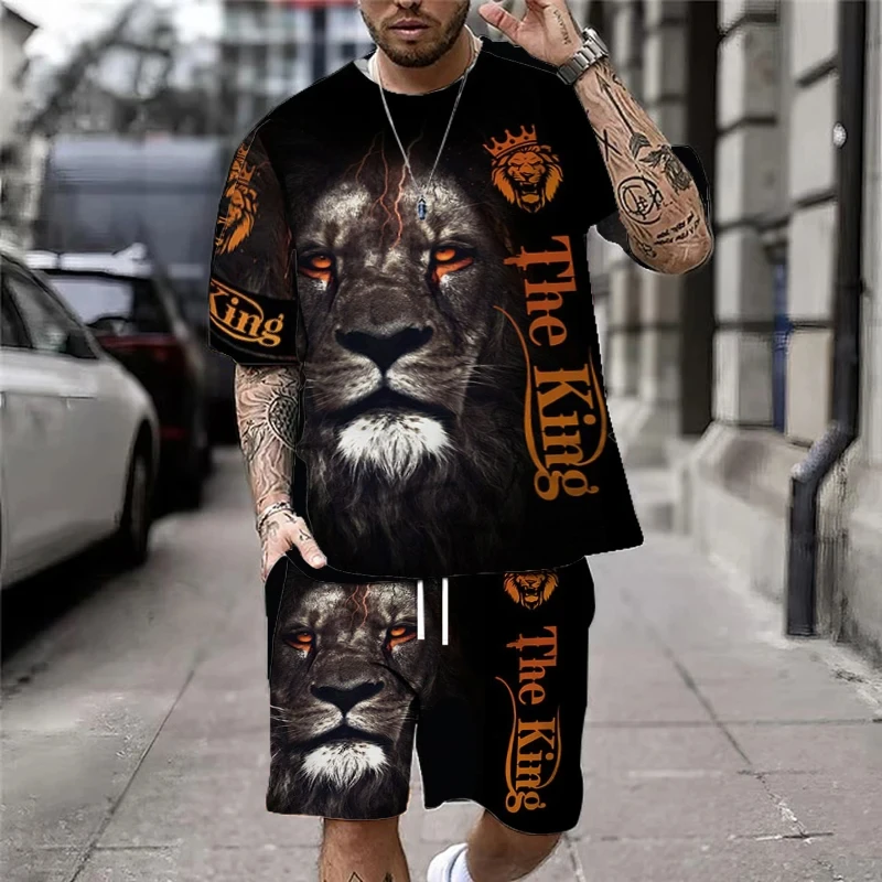 T-shirt da uomo estiva Set completi abbigliamento maschile t-shirt Set Vintage Streetwear t-shirt oversize allentata maniche corte e pantaloncini