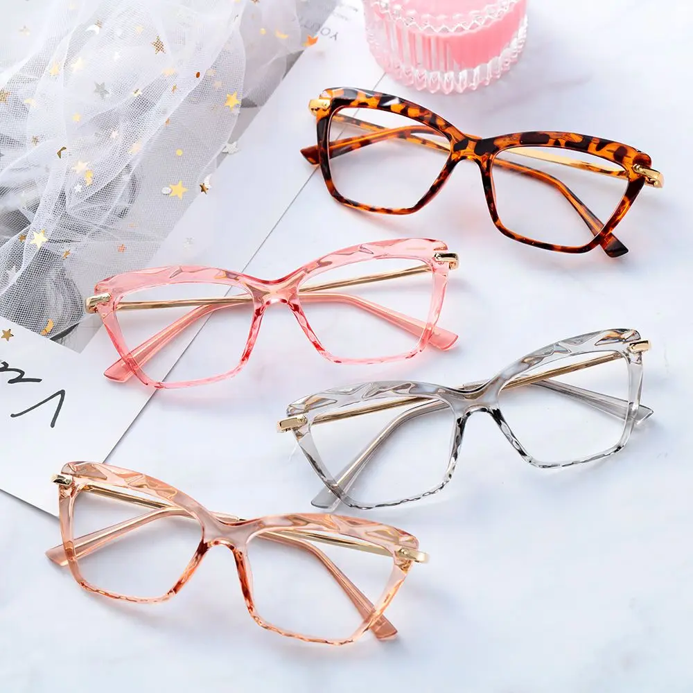 Transparent Can Be Equipped with Cat Eye Glasses Frame Faceted Crystal Eyeglasses Square Glasses Women's Eyeglass Frame