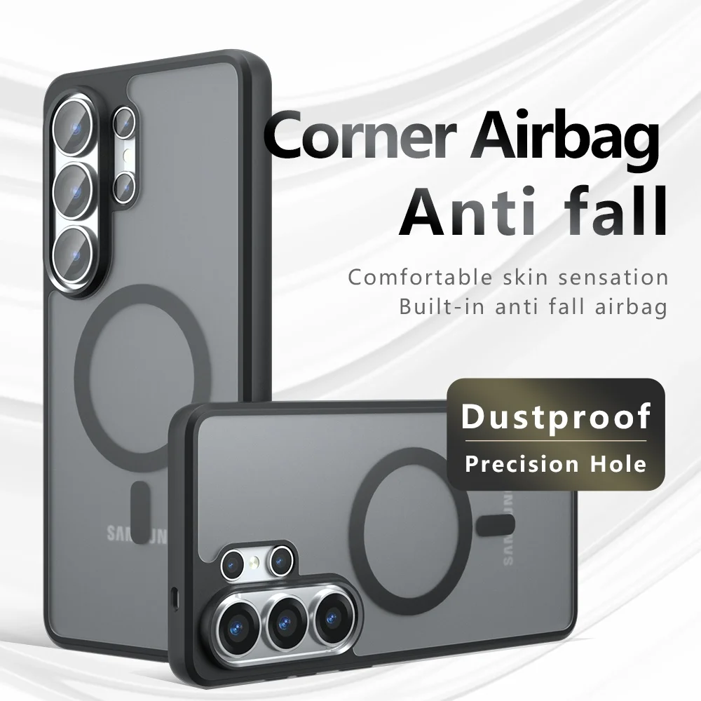 Matte Skin feel For Magsafe Magnetic Case For Samsung S26 S25 S24 S23 S22 Ultra Plus FE A55 A35 A25 A15 Airbags Anti Fall Cover