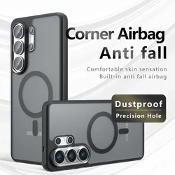 Matte Skin feel For Magsafe Magnetic Case For Samsung S26 S25 S24 S23 S22 Ultra Plus FE A55 A35 A25 A15 Airbags Anti Fall Cover