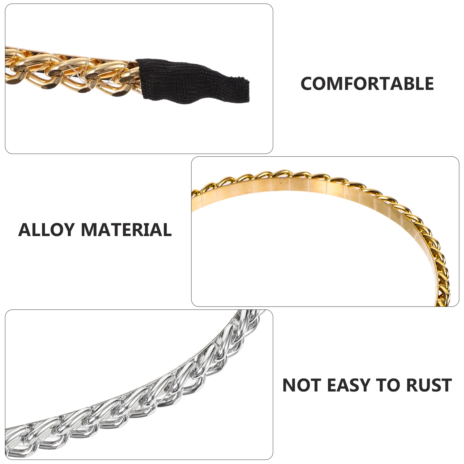 

2pcs Metal Hair Hoops Vintage Chain Elegant Headb s Twisted Hair Accessories for Wedding Parties Photo Prop Gifts