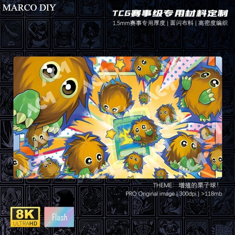 

Yugioh Multiply Kuriboh Play Mat Yu-Gi-Oh! Trading Card Games Mat Competition Duel Plate Shine Rubber Card Mat 1.5M