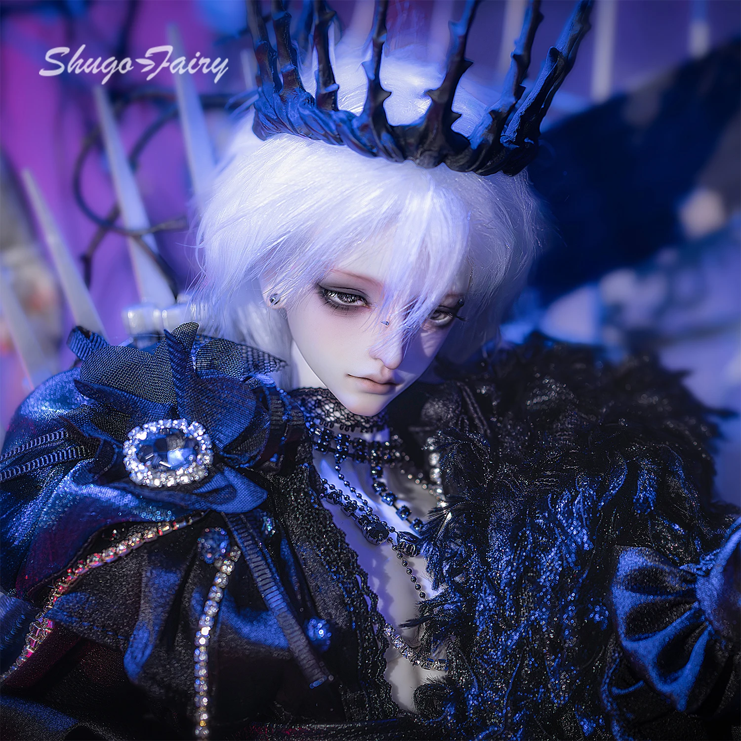 

BJD Doll 1/4 Valac Full Set Gothic Dark Style Ambitious Schemer Young Male Duke Figure Thorn Crown Outfit Gift Shuga Fairy MSD