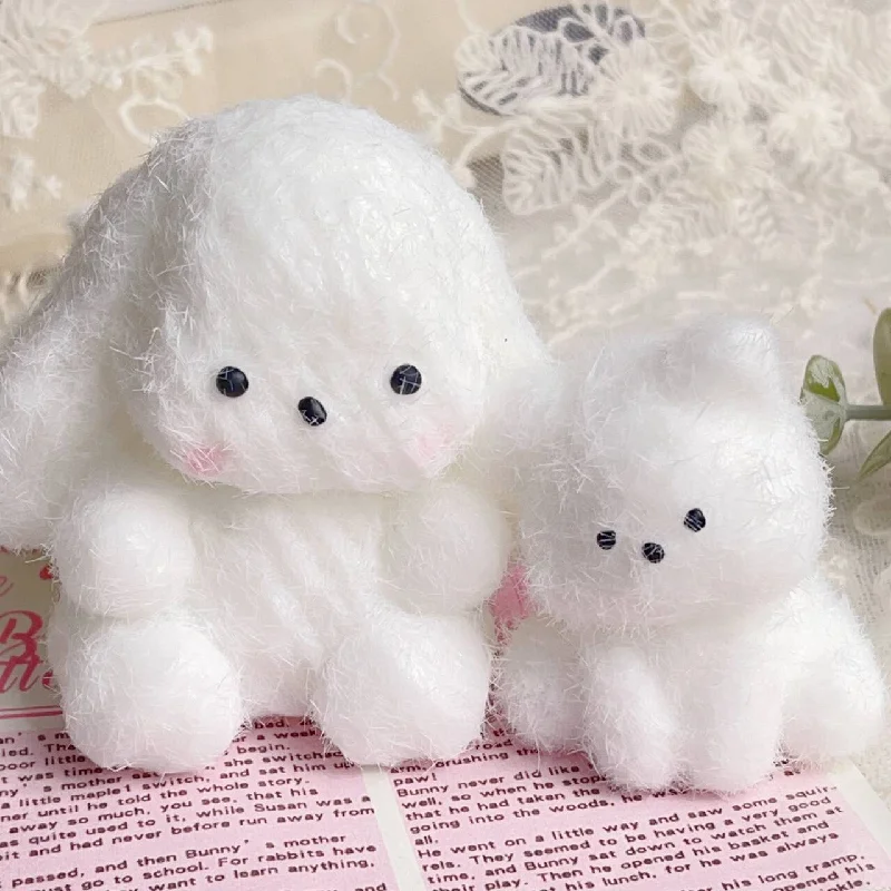 Mochi Taba Kawaii White Plush Lop Ear Rabbit Mother Child Bear Pinch Fidgeting Stress Relief Toys Kids Toys Girl Squishy Gifts