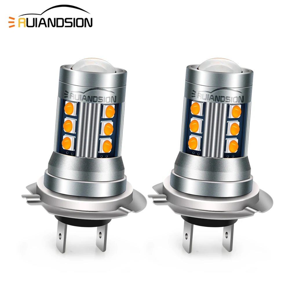 H3C H7 H8 H9 H11 المصابيح الأمامية لسيارة CANBUS 7 واط عالية الطاقة السيارات الشاحنات دراجة نارية أضواء 6500 كيلو العنبر السيارات LED كشافات #1