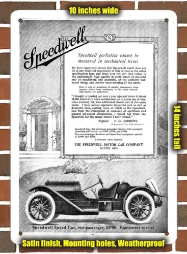 Metal Sign - 1912 Speedwell Speed Car- 10x14 inches