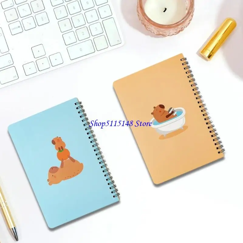 F3MA 2Pcs Cartoon Notebook Twin Coil Binding Notebook 100 Pages 80gsm Lined Paper for Writing College Ruled Note Book Journal