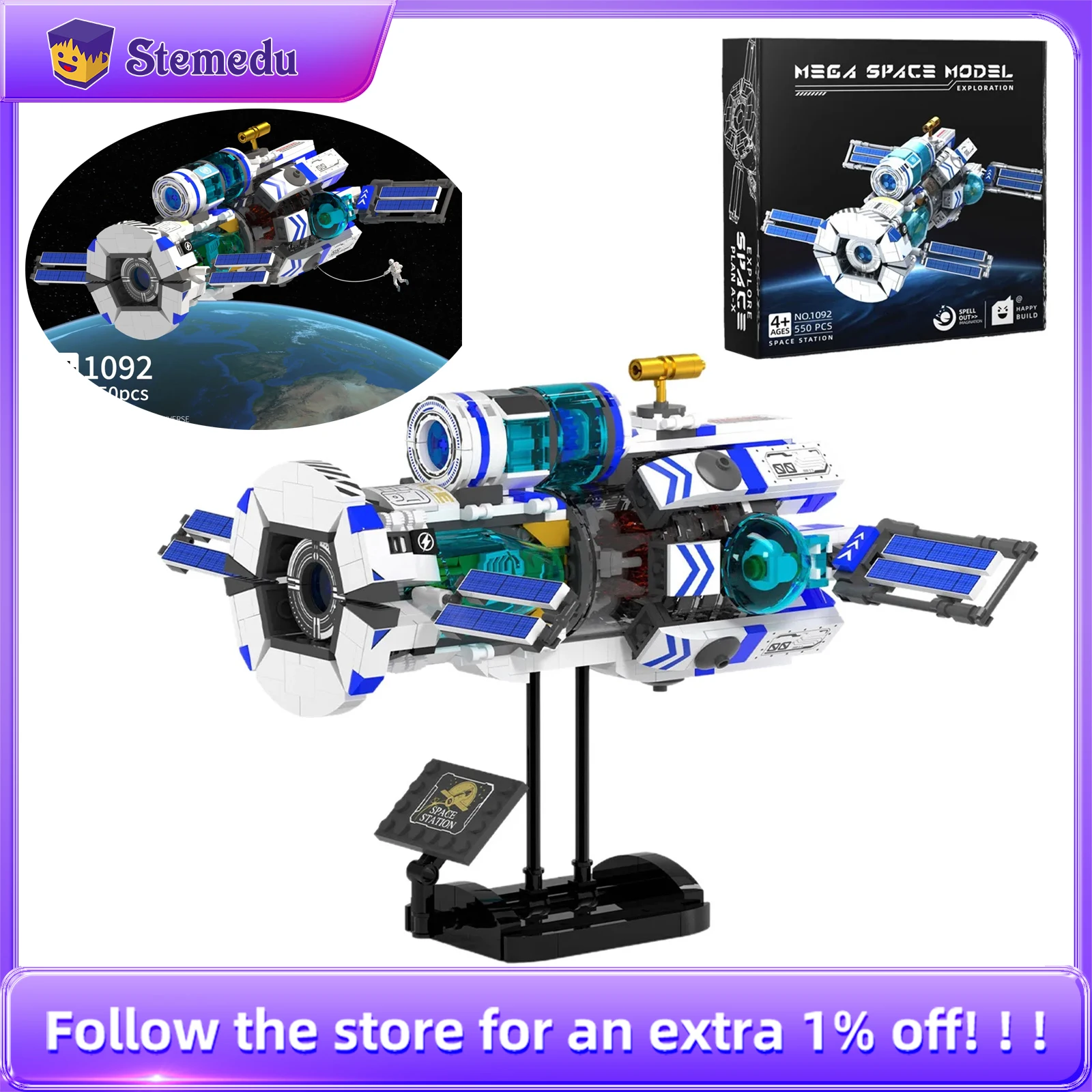 

MOC 1092 550 шт., креативные маленькие строительные блоки, игрушка-апокалипсис, космическая станция, основной модуль, модель космического корабля, комплект игрушек, подарок для детей