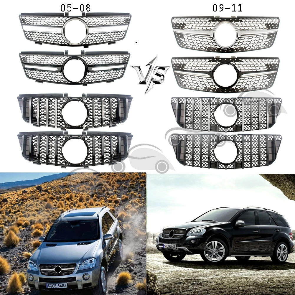 

Front Racing Upper Bumper Grilles For Mercedes-Benz W164 ML-Class ML280 ML320 ML350 ML420 ML500 2005 2006-2008 2009-2011