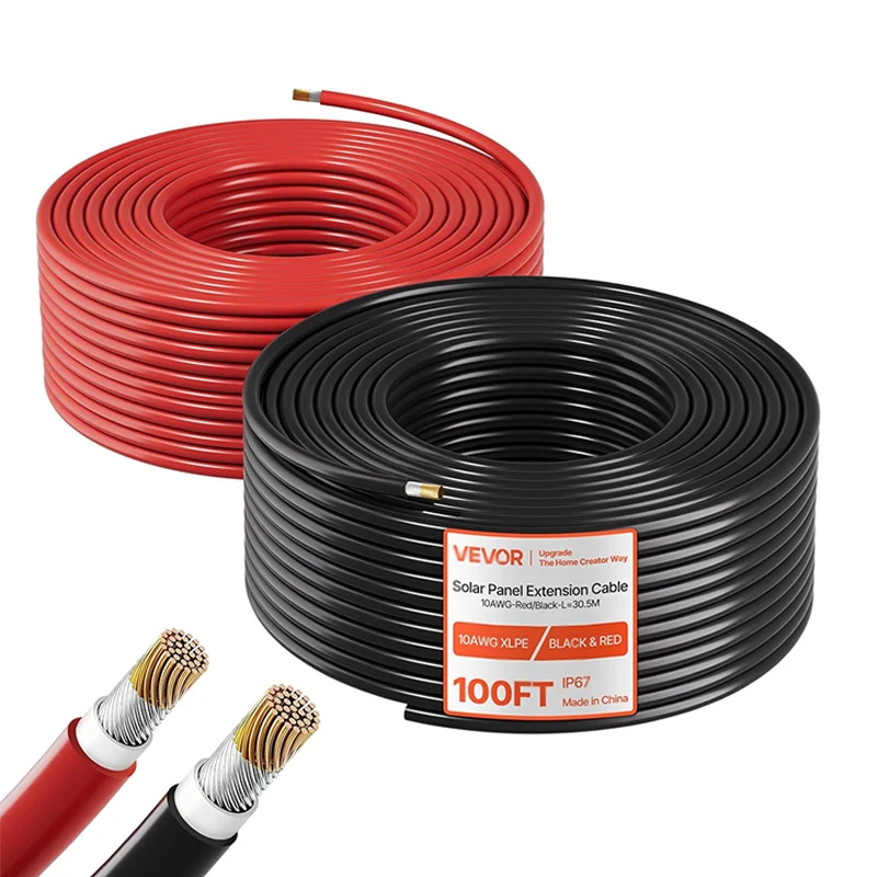 5-100m Solar Panel Extension Cable 2.5/4/6 mm² PVC Jacket Tinned Copper Wire For Photovoltaic Solar System Automotive RVs Boats