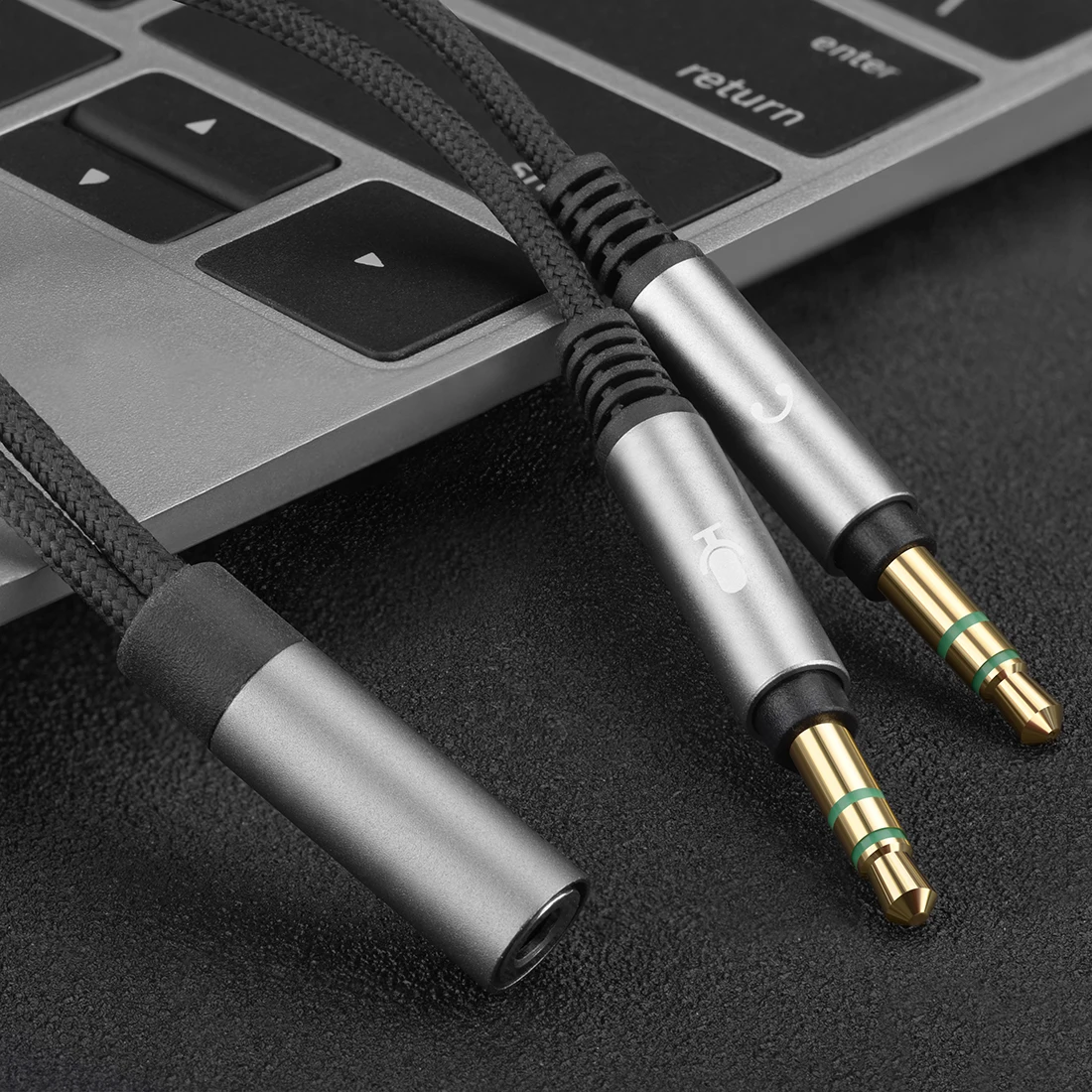 Geekria adaptador Y divisor de auriculares trenzados de nailon, Cable divisor de auriculares para PC, ordenador portátil Y portátil, versión antigua