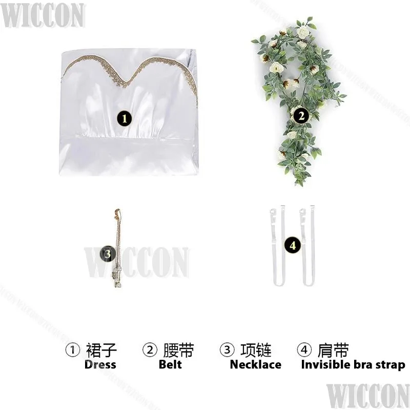 Aerith Gainsborough Game Fiinal Fantassy VII FF7 Косплей Костюм Золотая Блюдце Белое Платье Женщины Cos Хэллоуин Ролевая Игра Индивидуальные