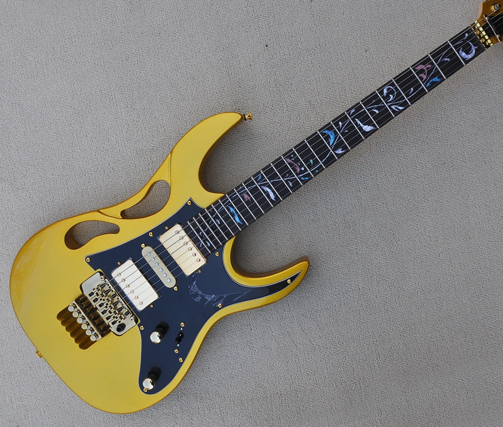 

6 Strings Gold Electric Guitar with Tremolo Bridge,24 Frets,Rosewood Fretboard,Customizable