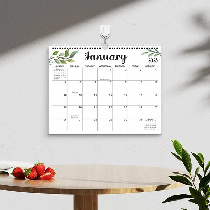 Wall Calendars 2025 Leaves Monthly Calendars Simple January 2025 June 2026 Paper Monthly Planner Wall Calendar 14.7x11.5 Inches