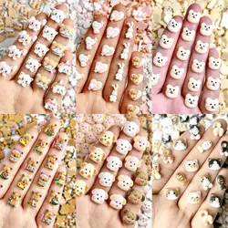 50Pcs Multiple Style Penguin Turtle Crab Animal Nail Art Decorations Cartoon Smile Rainbow Tulip Mixed Resin Nail Charms for DIY