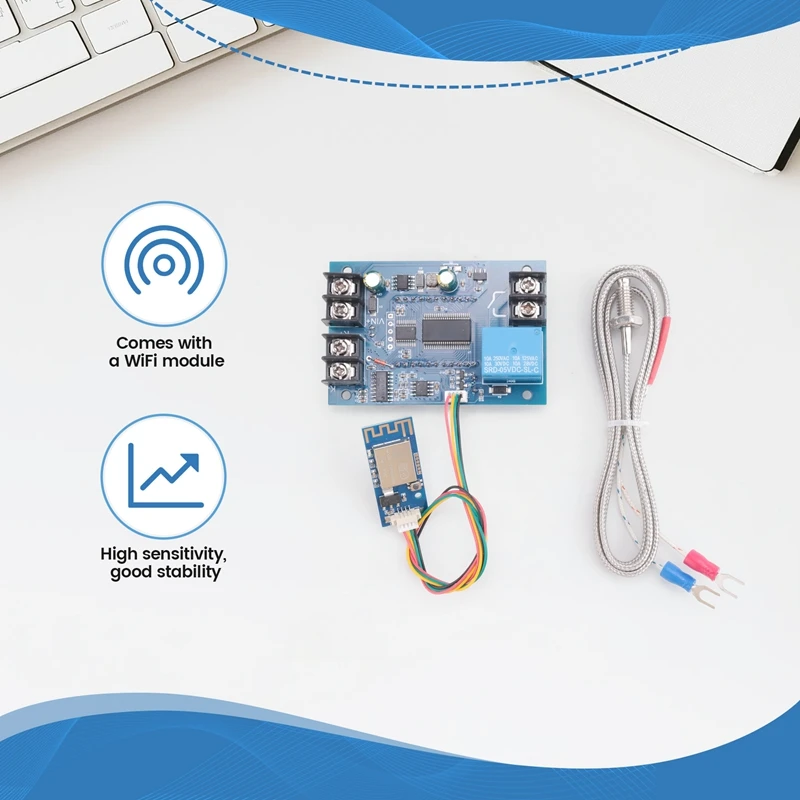 12V DC Digital Temperature Controller, Wifi APP Control High Temperature Control Module -99 Celsius-999 Celsius 24V