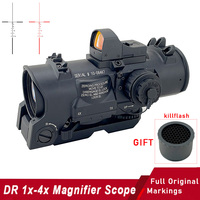 Dual Role DR 1X-4X Tactical Riflescope Upgraded 4x Magnifier Optics Hunting Gen3 Mil Spec Version Red Illuminated Sight