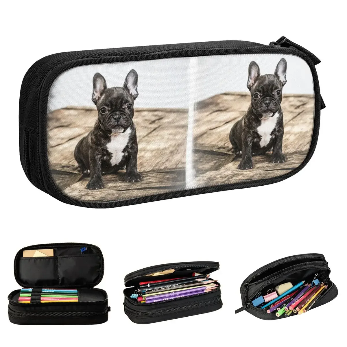 

French Bulldog Puppy Dog Pencil Case Cute Animal Friend Box Pen Large Storage Bags School Gifts Stationery