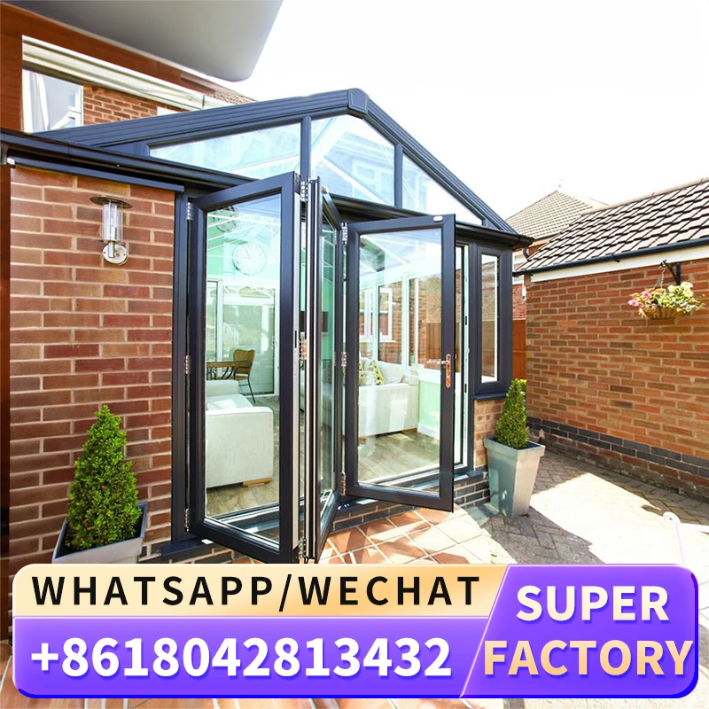 Heavy duty Coastal Glass Commercial Doors Folding Glass Door Thermal Breaking Glass Bifold Doors