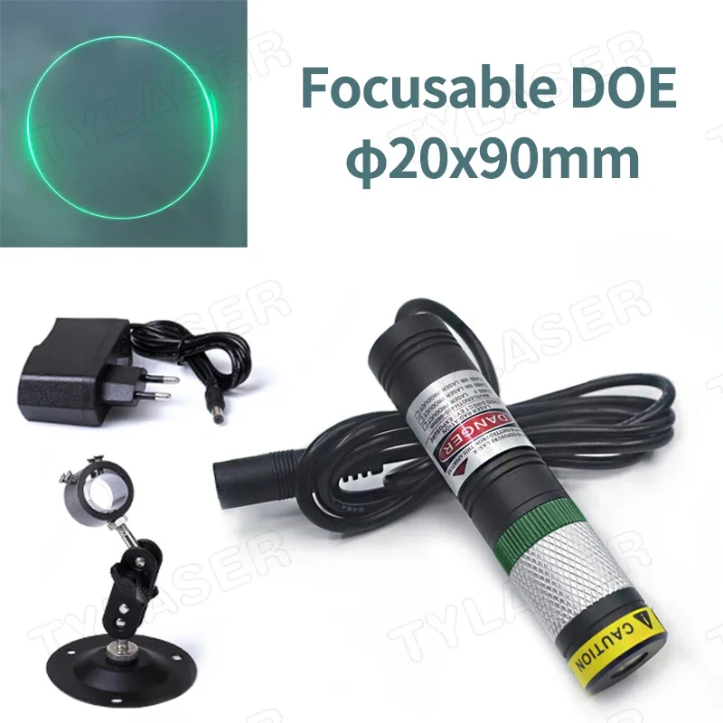 Imagem -02 - Anel de Vidro Focusable Verde Módulo do Laser para Cortar o Posicionamento Ponto D20x90 mm 520nm 10mw 30mw 50mw 80mw 135mw