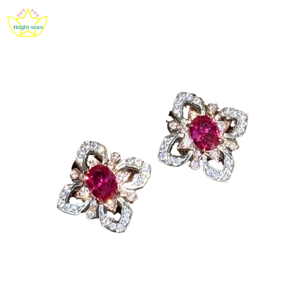 

Модные женские серьги-гвоздики Bright Stars S925 с ромбовидными цветами