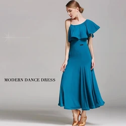 Romantic Large Lotus Leaf Modern Dance Dress S9012 National Standard Dance Dress Practice Dress Ballroom Dance Dress