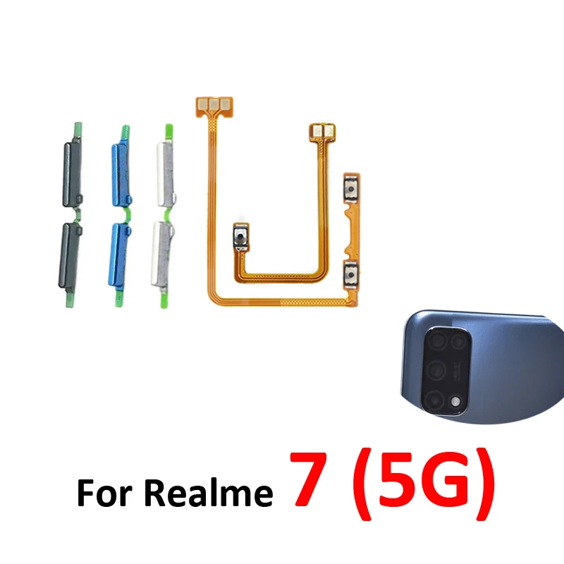 Para Realme 7 5G RMX2111, Nuevo Botón de Volumen, Control de Subir/Bajar, Tecla Externa, Cable Flexible Interno, Repuestos para Realme 7