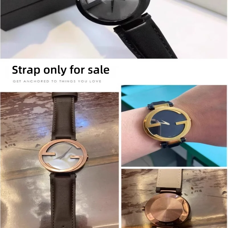 حزام من الجلد الطبيعي لـ GUCCI YA1332 YA1333 YA1335 سلسلة حزام (استيك) ساعة 20x12 مللي متر سوار ساعة محزز للرجال والنساء