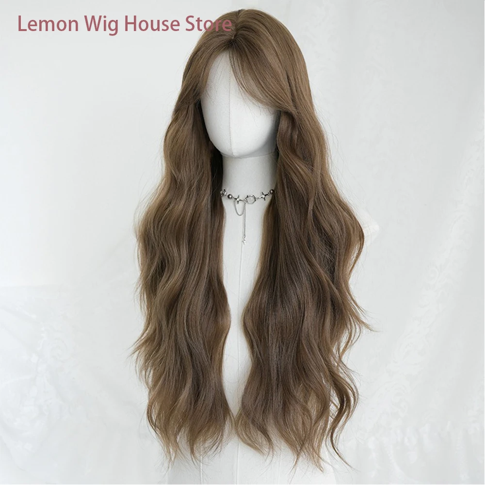Ash Tea Brown Small Lace Wig Long Wavy Synthetic Layered Natural Wigs High Quality Fiber Wig for Women Dailly Party Cosplay Wigs