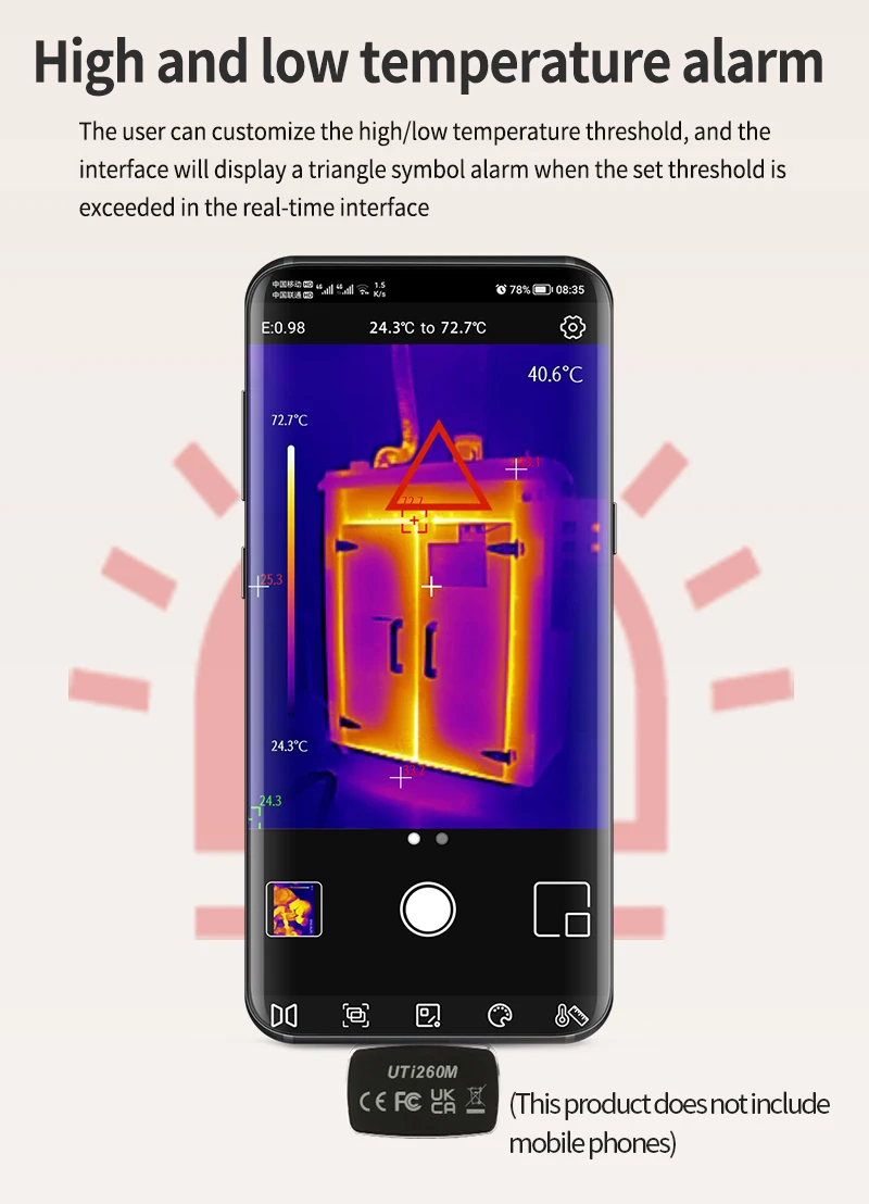 UNI-T Wärmebildkamera für Mobiltelefone UTI260M UTI256M 256x192 Pixel Thermografiekamera zur Erkennung von Wasserleitungen und Fußbodenheizungen – Detail 10