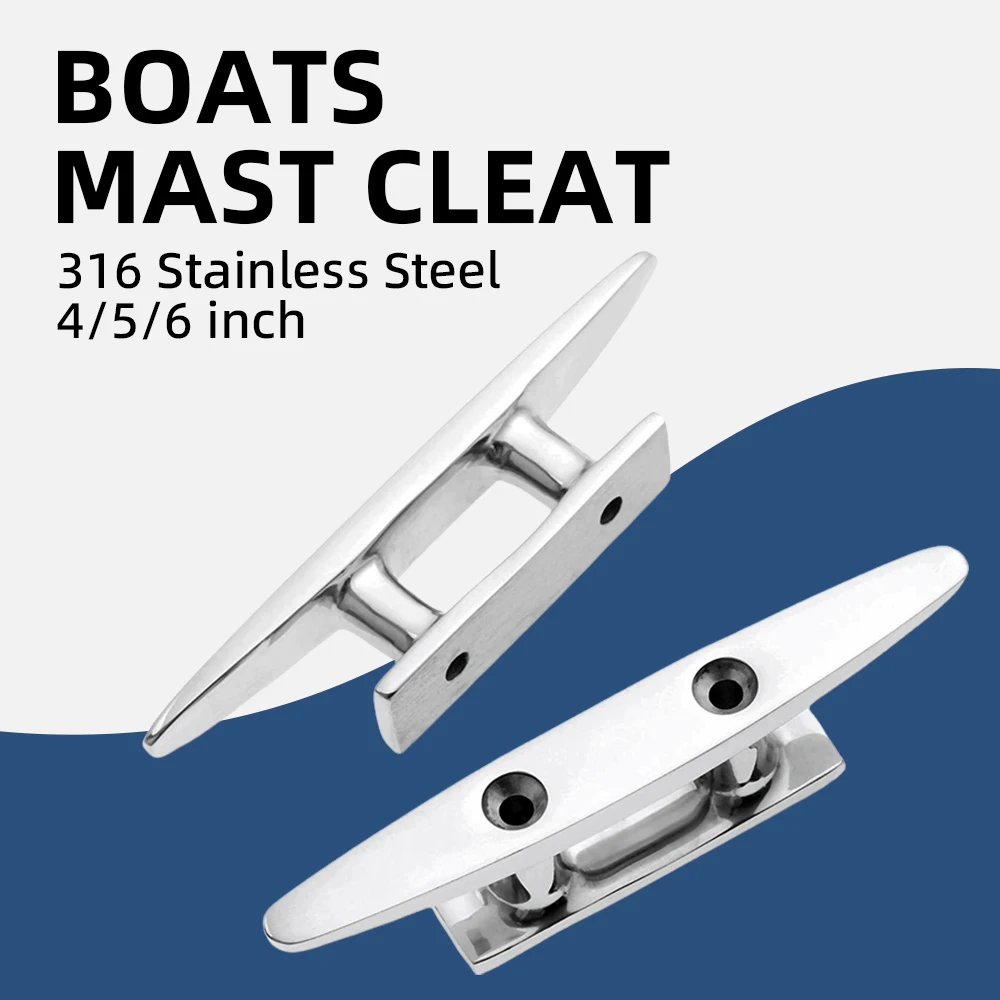 

AndyMarine 4/5/6 inch 316 Stainless Steel Base Cleat Mirror Polished Boat Accessory Base Cleat Marine Rope Base