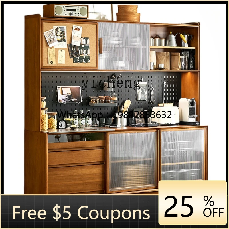 

ZC Sideboard Cabinet Solid Wood Nordic Retro Storage Storage Modern Minimalist Wine Cabinet Wall Integrated