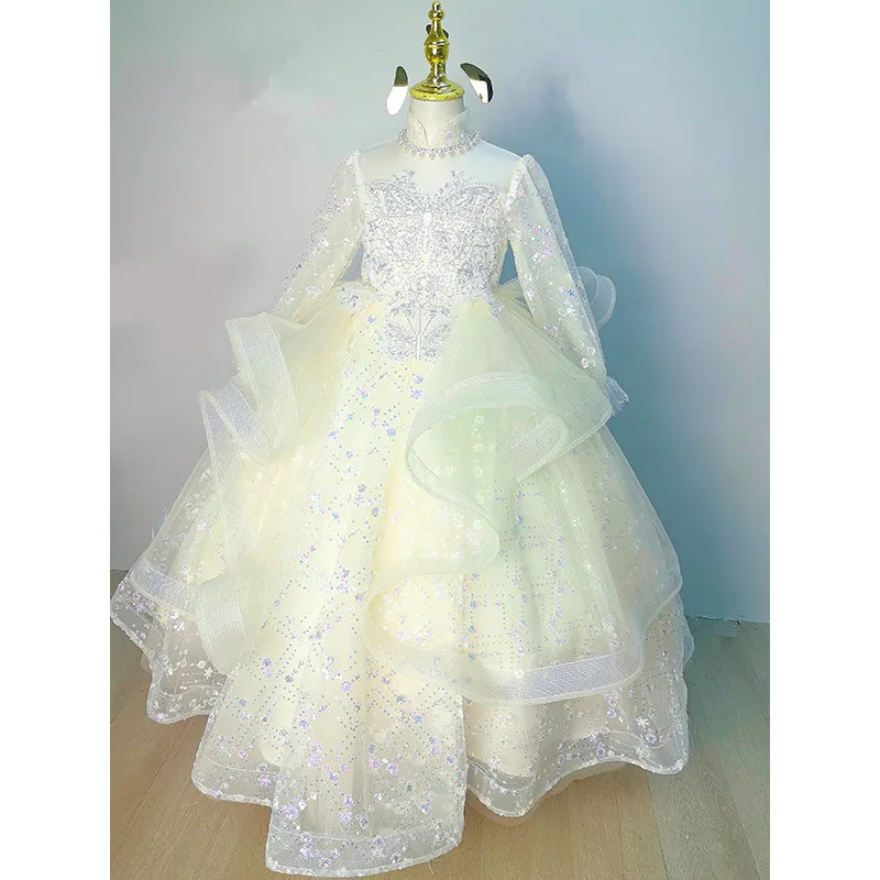 

High-end gorgeous Children's Princess Evening Gown Sequin Design Wedding Birthday Baptism Easter Eid Party Girls Dresses