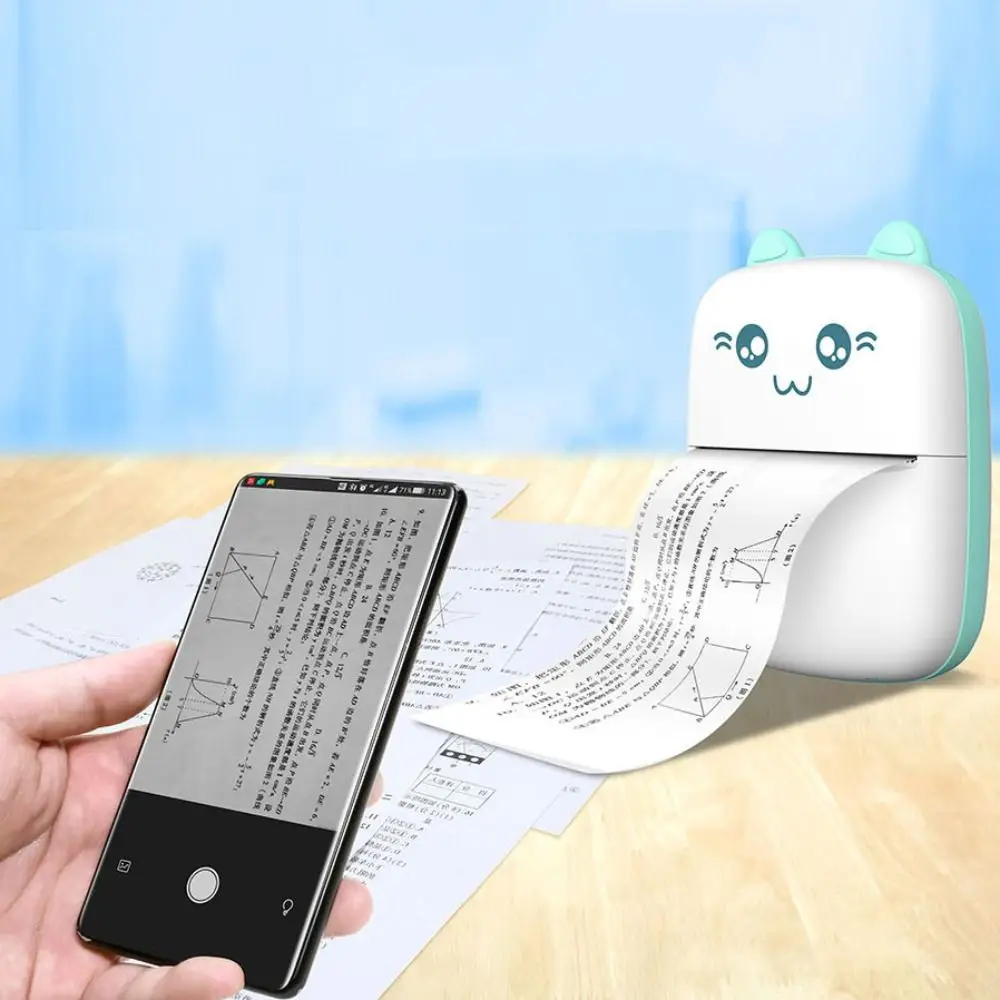 

Портативный термопринтер для чековой бумаги, легкий мини-карманный термопринтер для этикеток, USB-кабель в форме кошки, домашний принтер