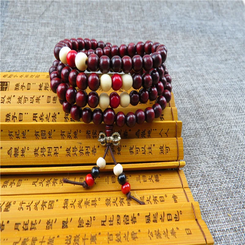 Natural Sandalwood Bracelet Buddhist Buddha Meditation Wood Beaded Bracelet Men Women Prayer 108 Beads Rosary Hanging Decoration