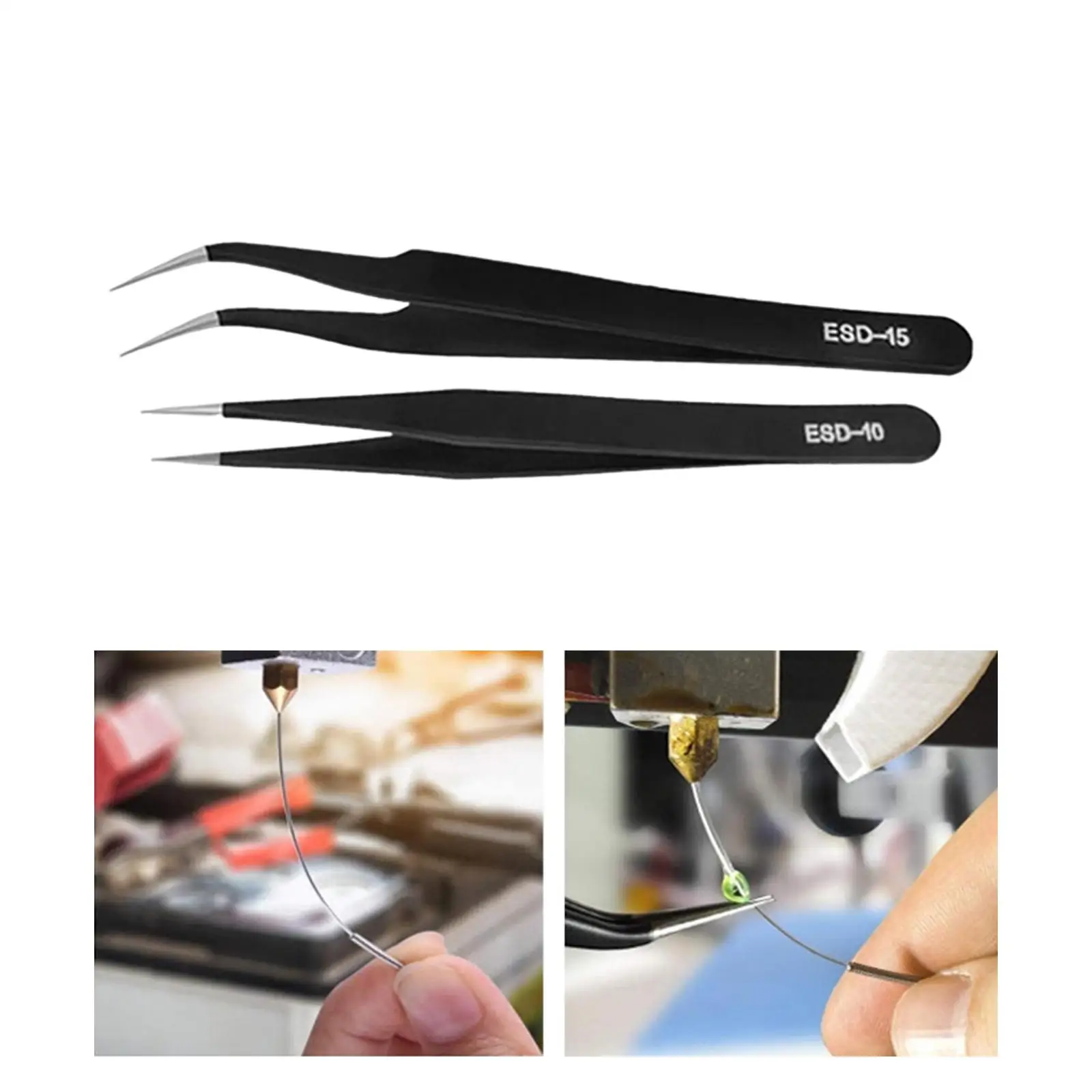 2Pcs Eyelash Tweezers Multipurpose Maintenance Repair Tool for Home Use