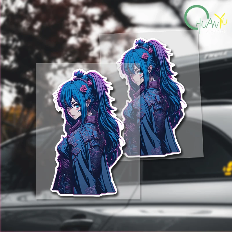 for Samurai Girl Japanese Vinyl Car Sticker Car Door Protector Decal Caravan Racing Drifting Anime Decor