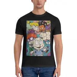 Cartoon T Shirt for Men 100% Cotton Funny T-Shirts Round Neck Rugrat Tees Short Sleeve Clothing 4XL 5XL