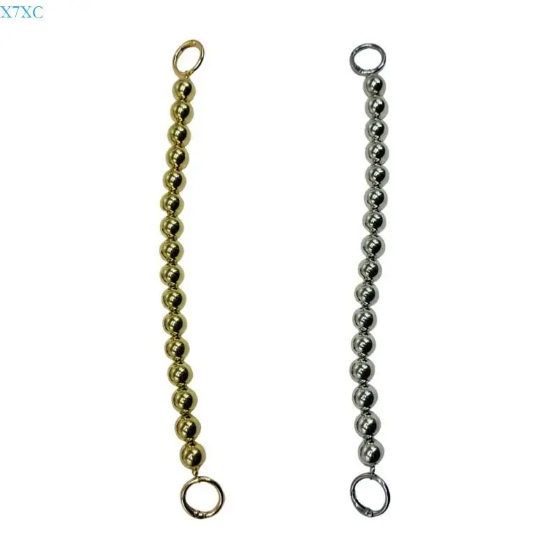 

X7XC Fashionable Plastic Beads Chain Strap Short Handle with Clips Hook for Shoulder Bags and Clutch Handbags Replacement