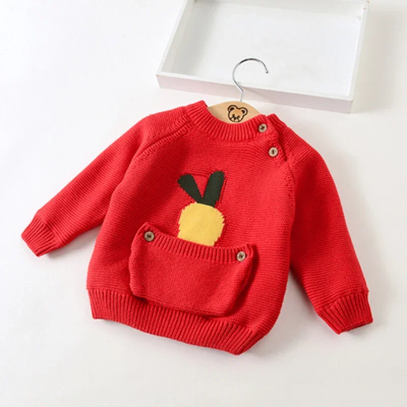 IENENS Baby Boys Girls Warm Sweaters Clothes Toddler Infant Sweater Coats Children Cartoon Thicken Tops Wool Pullovers Clothing