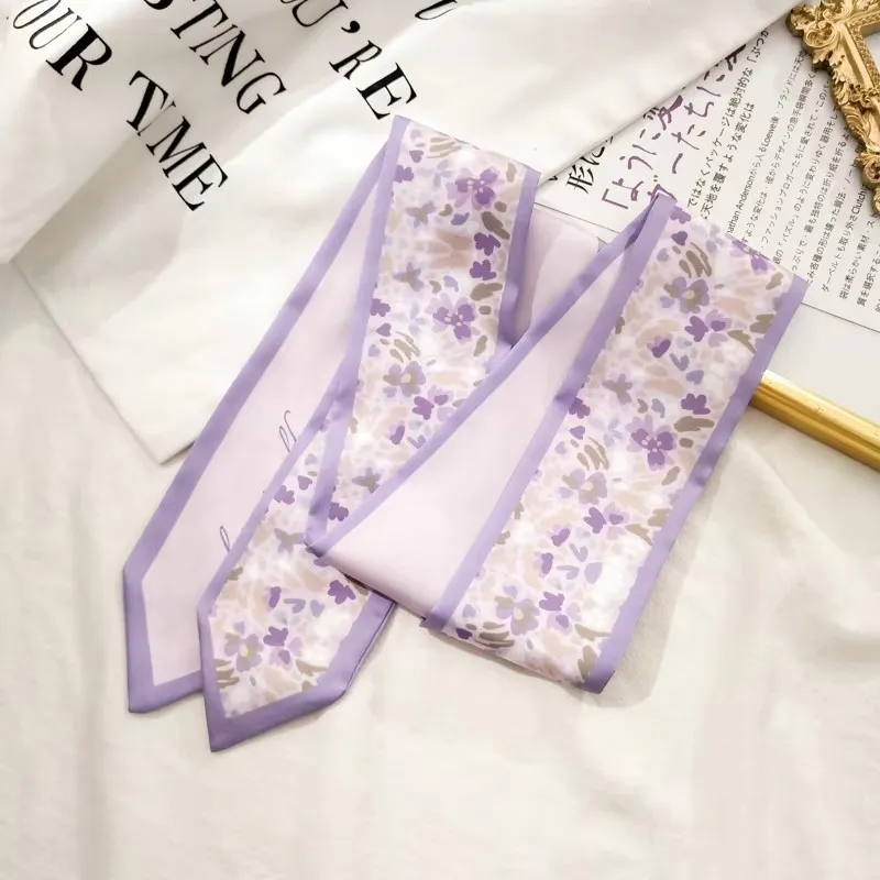 Schmale Dekoration Weibliche Seidenschal Schals Kleines Halstuch Bund Haarband Arm Tasche Band Frauen Dünnes Stirnband