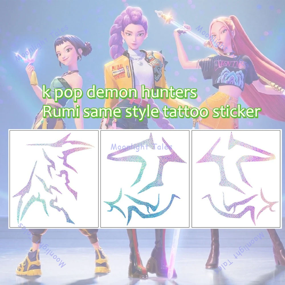 

K Pop Demon Hunters Laser Demon Hunter Girls Tattoo Sticker Rumi Technology Anime Demon Hunter Tattoo Sticker for Halloween