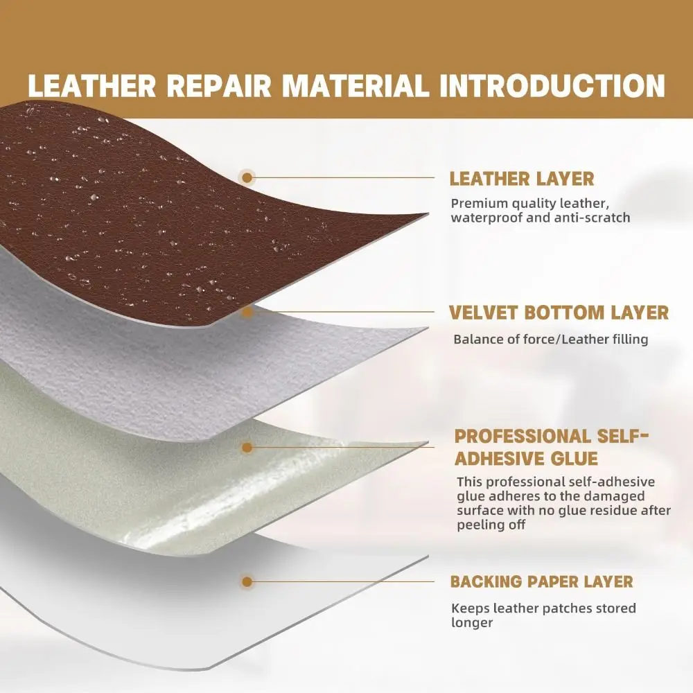 Self Adhesive Leather Repair Patch 20x30cm Wear-Resistant Furniture Repair Tape Durable Large Couches Repair Kit
